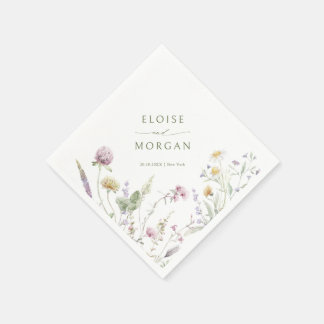 Elegante Wildblume Soft Pastel Botanische Hochzeit Serviette