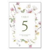 Elegante Wildblume Soft Pastel Botanische Hochzeit Tischnummer (Rückseite)