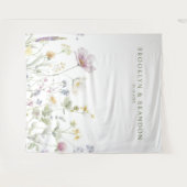 Elegante Wildblume Soft Pastel Botanische Hochzeit Wandteppich (Vorderseite (Horizontal))