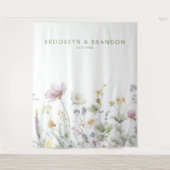 Elegante Wildblume Soft Pastel Botanische Hochzeit Wandteppich (Vorderseite)