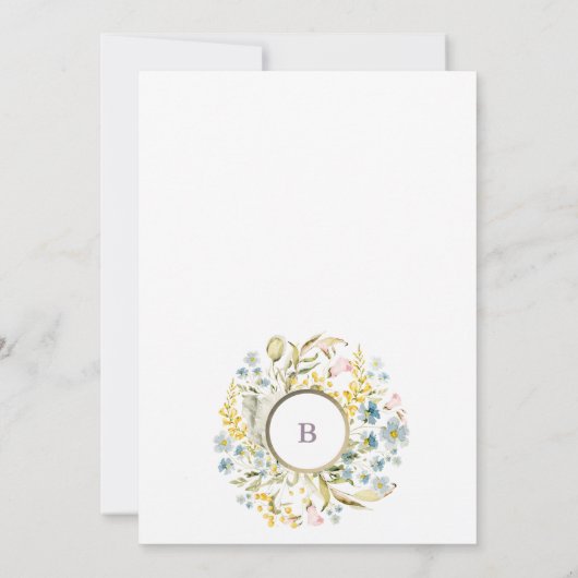 Elegante Wildblume Spring Boho Pampas Wedding Einladung (Rückseite)