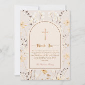 Elegante Wildblume Taufe / Christening Dankeskarte (Vorderseite)