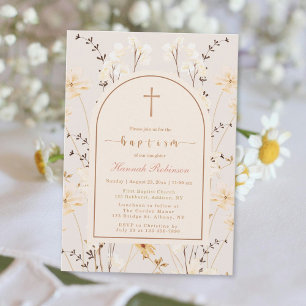 Elegante Wildblume Taufe / Christening Einladung