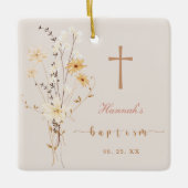 Elegante Wildblume Taufe / Christening Keepake Keramikornament (Vorderseite)