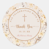 Elegante Wildblume Taufe / Christening Sticker (Vorderseite)