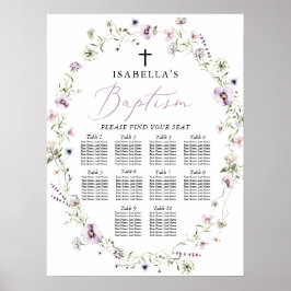 Elegante Wildblume Taufe Girl Seating Chart Poster