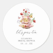 Elegante Wildblume Tea Party Brautparty Runder Aufkleber (Vorderseite)