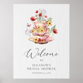 Elegante Wildblume Tea Party Brautparty Willkommen Poster