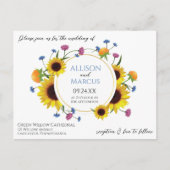 Elegante Wildblume thematische Hochzeit Einladung Postkarte (Vorderseite)