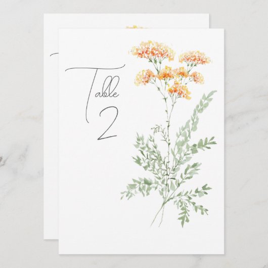 Elegante Wildblume Tischnummer (Vorne/Hinten)