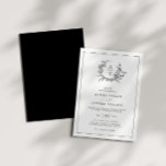 Elegante Wildblume Wappen Monogram Wedding Einladung<br><div class="desc">Klassische Schwarz-Weiß-Wildblume Wappen & Monogramm Hochzeitseinladung.</div>