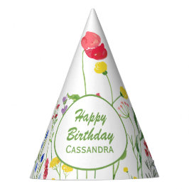 Elegante Wildblume Wasserfarbe Botanischer Geburts Partyhütchen