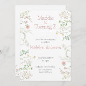 Elegante Wildblume Wasserfarbe Grenze Geburtstag Einladung (Vorne/Hinten)