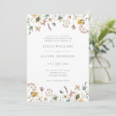 Elegante Wildblume Wasserfarbe Hochzeit Einladung (Stehend Vorderseite)