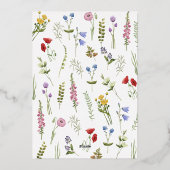 Elegante Wildblume Wasserfarbe Hochzeit Folieneinladung (Rückseite)