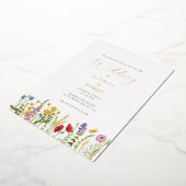 Elegante Wildblume Wasserfarbe Hochzeit Folieneinladung (Gedreht)