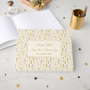 Elegante Wildblume Wasserfarbe Hochzeit Gästebuch