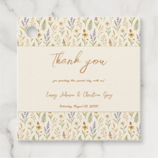 Elegante Wildblume Wasserfarbe Hochzeit Geschenkanhänger