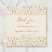 Elegante Wildblume Wasserfarbe Hochzeit Geschenkanhänger (Rückseite)