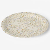 Elegante Wildblume Wasserfarbe Hochzeit Pappteller (Schrägansicht)