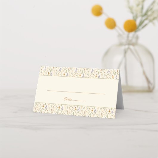 Elegante Wildblume Wasserfarbe Hochzeit Platzkarte (Vorderseite)