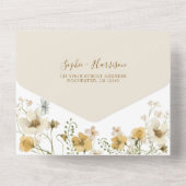 Elegante Wildblume Wasserfarben Boho Hochzeit All In One Einladung (Rückseite)