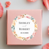 Elegante Wildblume Wasserfarben Custom Wedding Runder Aufkleber