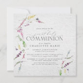 Elegante Wildblume Wasserfarben erste Kommune Einladung (Vorderseite)