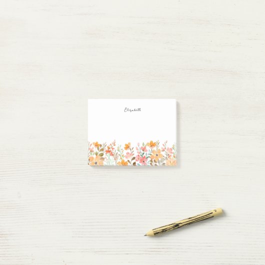 Elegante Wildblume Wasserfarben Post-it Klebezettel (Auf Schreibtisch)