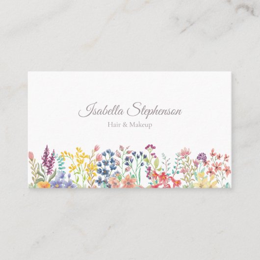 Elegante Wildblume Wasserfarben Visitenkarte (Vorderseite)