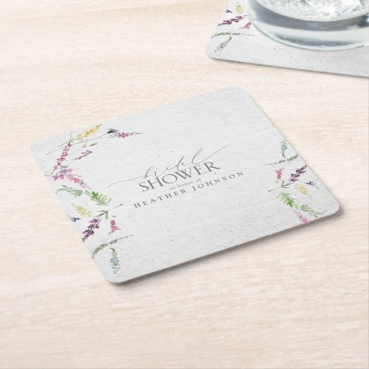 Elegante Wildblume Wasserfarbenes Brautparty Rechteckiger Pappuntersetzer (angewinkelt)