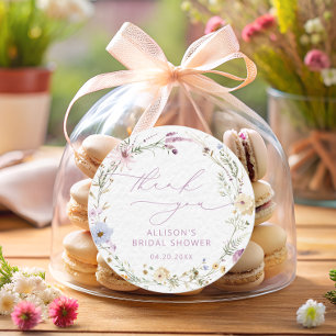 Elegante Wildblume Wasserfarbenes Brautparty Runder Aufkleber