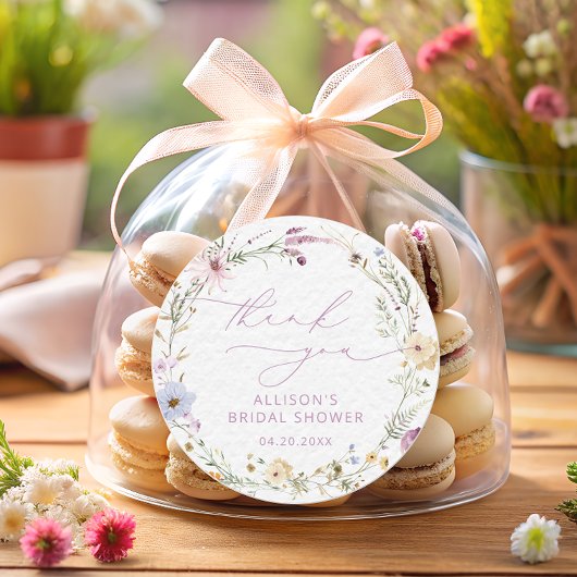 Elegante Wildblume Wasserfarbenes Brautparty Runder Aufkleber