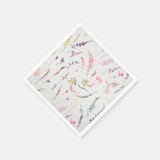 Elegante Wildblume Wasserfarbenes Brautparty Serviette (Ecke)