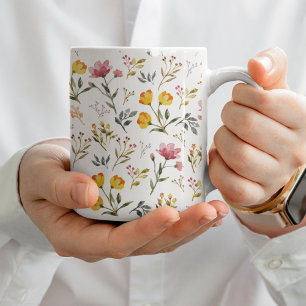 Elegante Wildblume Watercolor Kaffeetasse