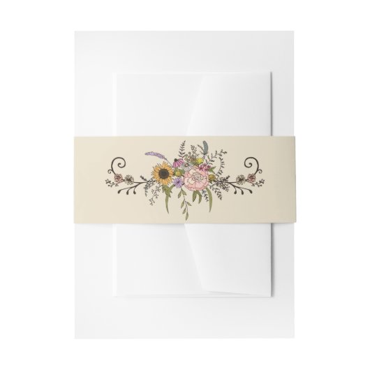 Elegante Wildblume Wedding Belly Bands Einladungsbanderole (Vorderseite Beispiel)