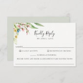 Elegante Wildblume Wedding Food Allergy RSVP Card (Vorne/Hinten)