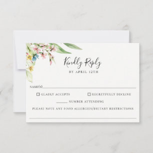 Elegante Wildblume Wedding Food Allergy RSVP Card Karte