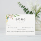 Elegante Wildblume Wedding Food Allergy RSVP Card Karte (Stehend Vorderseite)