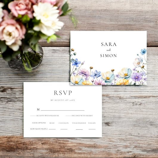 Elegante Wildblume Wedding RSVP
