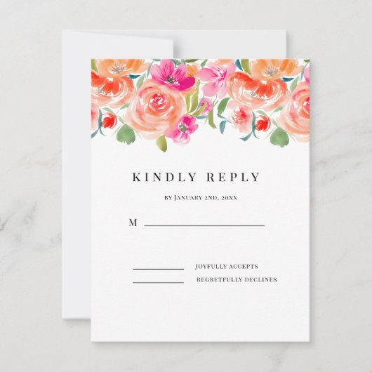Elegante Wildblume Wedding RSVP Karte (Vorderseite)