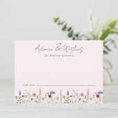 Elegante Wildblume Weiß Rosa Babydusche Hinweiskarte (Stehend Vorderseite)