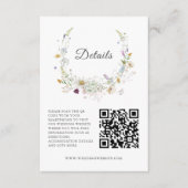 Elegante Wildblume White Wedding QRcode Details Begleitkarte (Vorderseite)