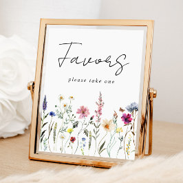 Elegante Wildblume Wiese Favors Zeichen Poster