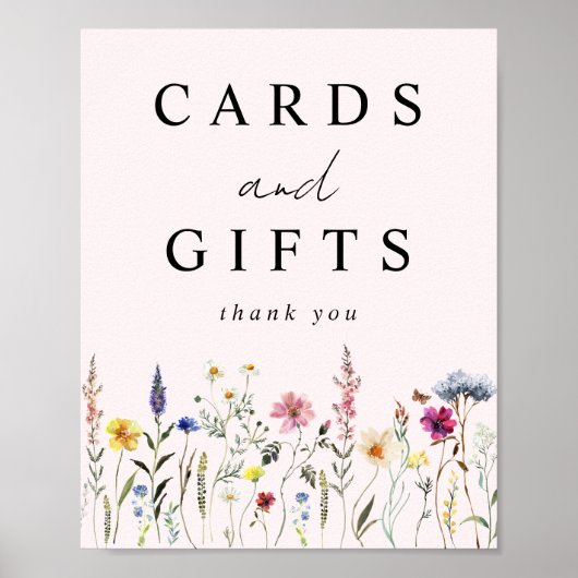 Elegante Wildblume Wiese Rosa Karten und Geschenke Poster (Vorne)