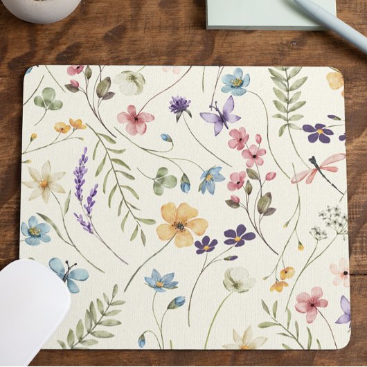 Elegante Wildblume Wildblumen Blumen Custom Mousepad