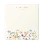 Elegante Wildblume Wildblumen Blumen Custom Notizblock (Vorderseite)