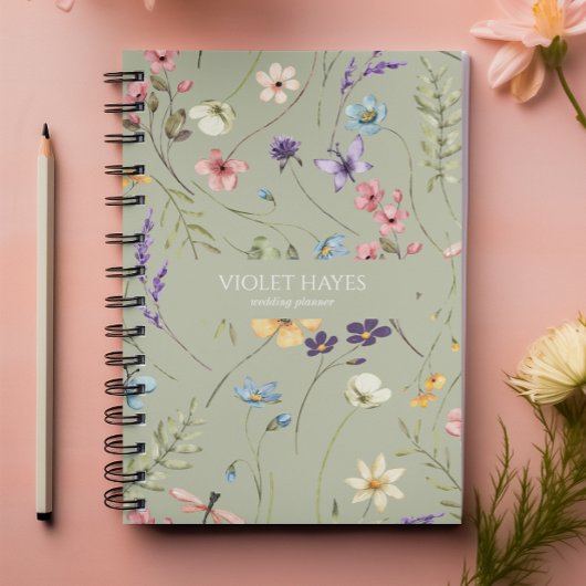 Elegante Wildblume Wildblumen Blumen Custom Notizblock