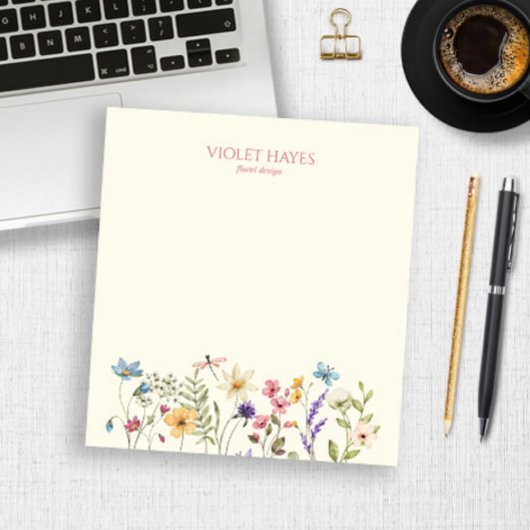 Elegante Wildblume Wildblumen Blumen Custom Notizblock