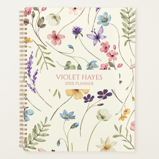 Elegante Wildblume Wildblumen Blumen Custom Planer (Vorderseite)